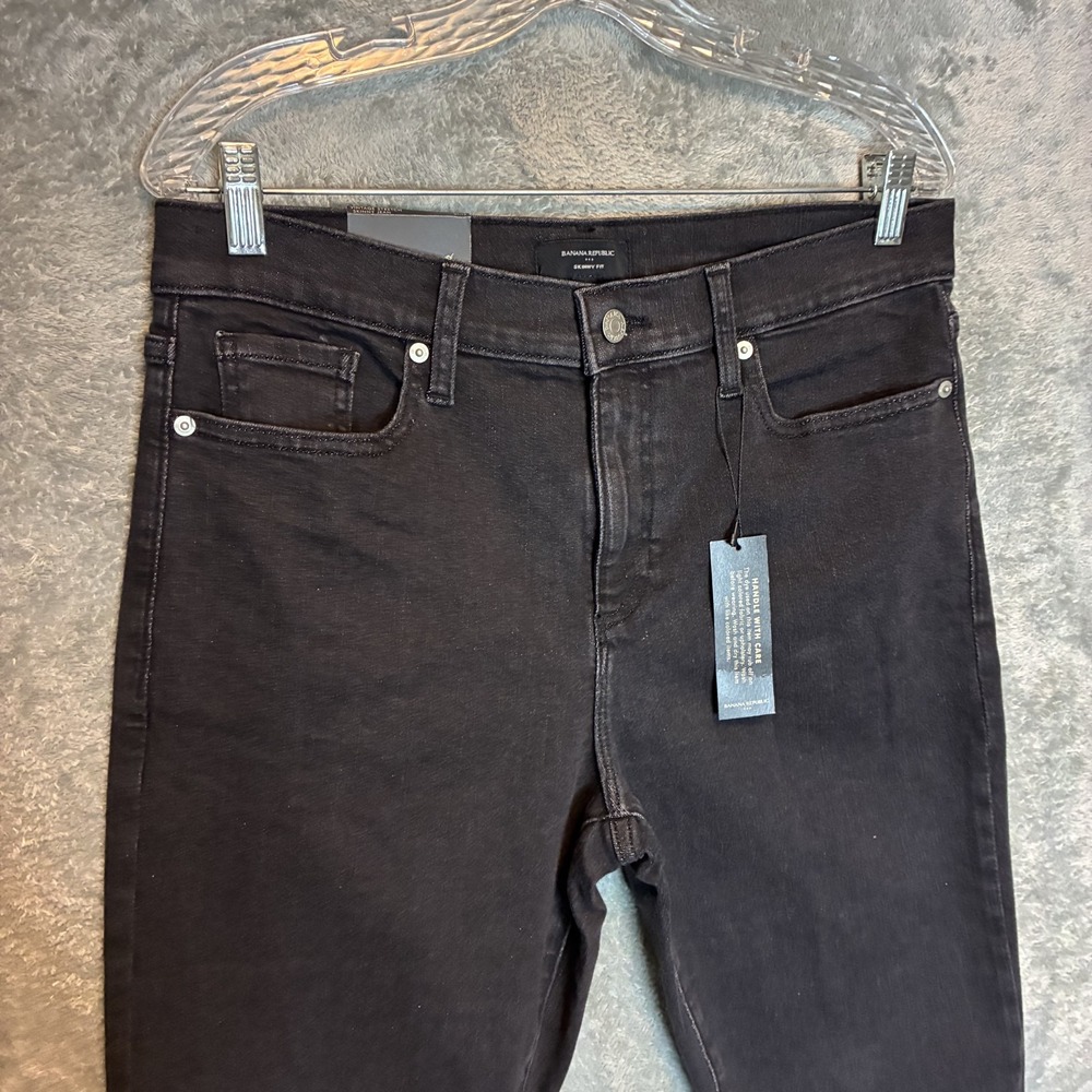 Banana Republic Womens Vintage Stretch Skinny Jeans 31 Ankle Black Classic NWT